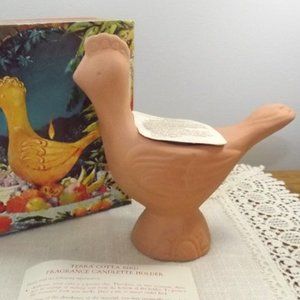 Vintage Avon Terracotta Bird NOS Candlette Holder